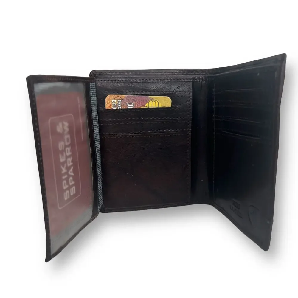 Spikes & Sparrow Baxter Mens Dark Brown Leather Wallet RFID 12 Card  Slots New